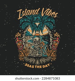 vector illustration island vibes seas the day for t shirt design