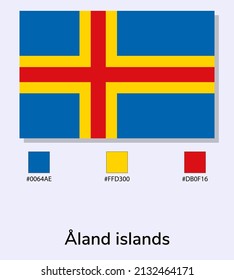 Vector Illustration of Åland Islands flag isolated on light blue background. Illustration Åland Islands flag with Color Codes. As close as possible to the original. ready to use, easy to edit. 
