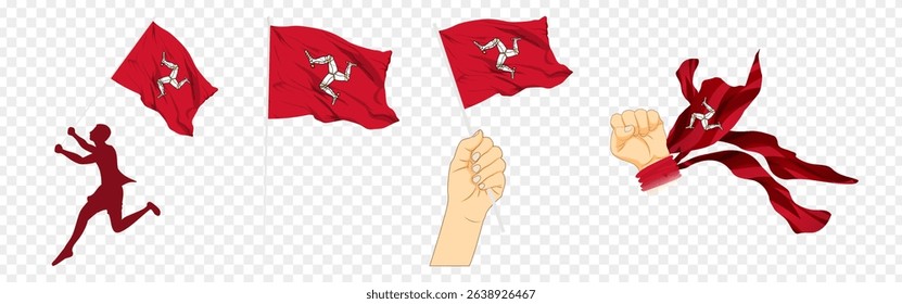 Vector illustration of Isle of Man flag composition on transparent background