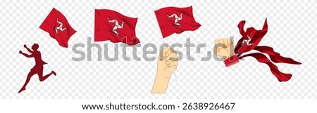 Vector illustration of Isle of Man flag composition on transparent background