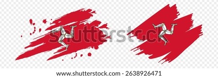Vector illustration of Isle of Man flag in brush stroke effect on transparent background
