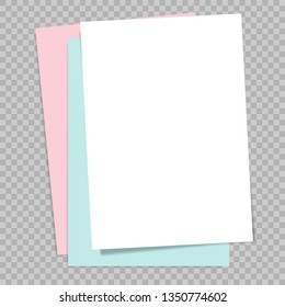 Vector illustration isolated A4 paper with shadow on transparent background.