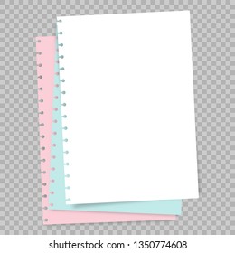 Vector illustration isolated A4 paper with shadow on transparent background.
