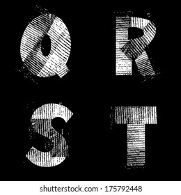 Vector Illustration, Isolated Alphabet, Industrial Style, QRST. Also see other available letters.