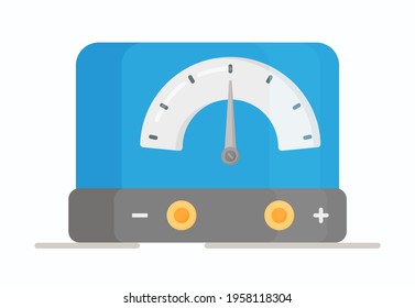 Vector illustration of an isolated ammeter. Ammeter Flat Style with Long Shadow Vector Isolated Element. Power measurement icon. ammeter for measuring amperage in amperes.