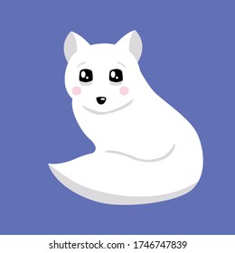 Vector illustration of an isolated Arctic fox with a cute face. Simple flat style. svg