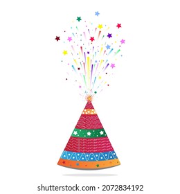 Vector illustration of the isolated background of Diwali crackers, Flower Pot Cracker