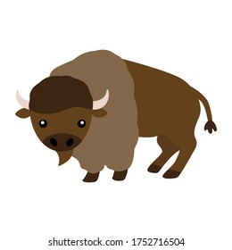 Vector illustration of an isolated bison buffalo. Simple flat style. svg