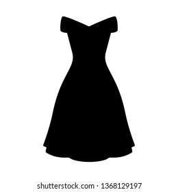 Vector illustration of an isolated black off the shoulder style dress.