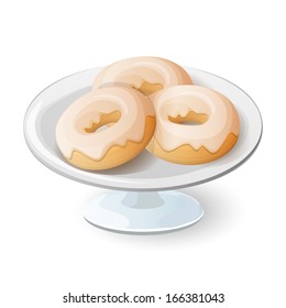 vector illustration isolated bowl with donuts- eps10