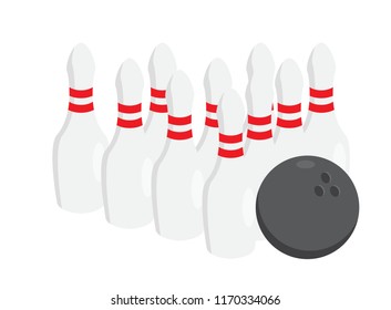 vector illustration isolated bowling ball and bowling pin