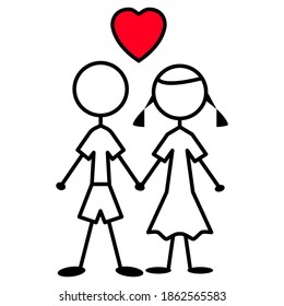 Vector illustration of isolated boy girl, on white background. Simple flat style.