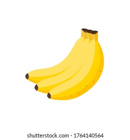 Vector illustration of an isolated bunch of bananas. A ripe yellow fruit.