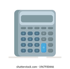 Vector illustration of an isolated calculator on a white background. Basic calculator with a set of numbers. Shcool calculator icon in flat style. 