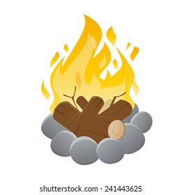 vector illustration of an isolated campfire