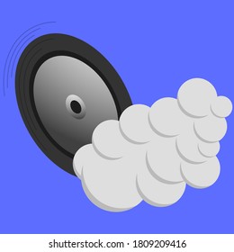 Vector illustration of an isolated car wheel on a blue background. Simple flat style. Logo concept.