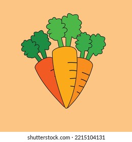 vector illustration of isolated carrot vegetable. vegetables that contain vitamins and nutrients for eye health