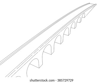 Vector illustration of isolated cartoon bridge 