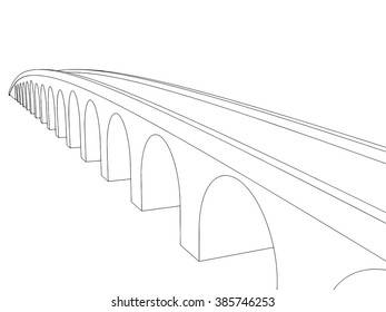 Vector illustration of isolated cartoon bridge on white background 8