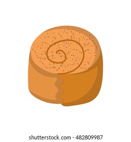 Vector illustration with isolated cartoon sweet bun icon. Pastry bakery vector icon. Fresh sweet cinnamon bun. Delicious cartoon sweet roll bun breakfast. Vector pastry shop icon