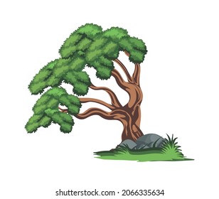 Un vector Ilustración de la señal vectorial Isolación del árbol de dibujos animados
