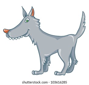 vector illustration- isolated cartoon wolf on white background