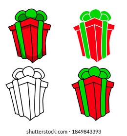 Vector illustration of an isolated Christmas box, set on a white background. Simple flat style.