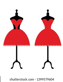 Vector illustration of an isolated classic style and modern dress on a mannequin. - Vector