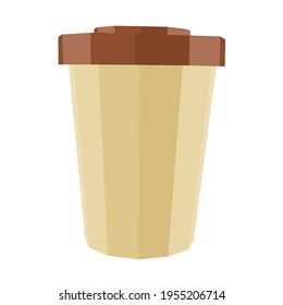 Vector illustration of isolated coffee cup on the white background. Low poly style. Fastfood. 