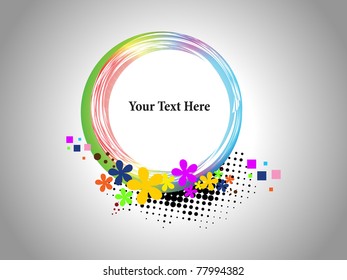 vector illustration of isolated colorful bloom decorated frame