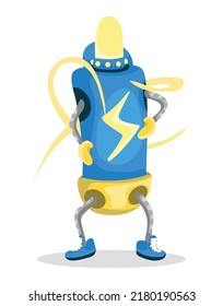 Vector illustration of isolated colorful electricity related cartoon character. Cute character for kids.