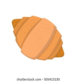 Vector illustration with isolated croissant top view cartoon icon. French cuisine concept. Vector breakfast food icon. Cartoon cute background