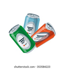 Vector illustration of isolated crushed tin cans in cartoon style.