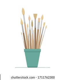 Vector illustration of an isolated cup with different brushes. Flat graphics.