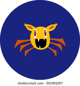 Vector illustration of isolated cute cartoon alien monster on a blue background
