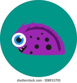 Vector illustration of isolated cute cartoon alien monster on a blue background