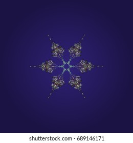 Vector illustration. Isolated cute snowflakes on colorful background.