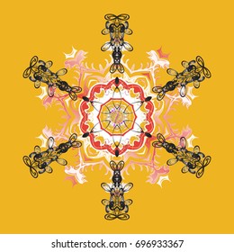 Vector illustration. Isolated cute snowflakes on colorful background. Nice snowflake icon. Simple illustration of nice snowflake icon for web.