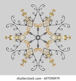Vector illustration. Isolated cute snowflakes on colorful background. Snowflakes on a gray background. Snowflake vector pattern.