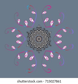 Vector illustration. Isolated cute snowflakes on colorful background. Nice snowflake icon. Simple illustration of nice snowflake icon for web.