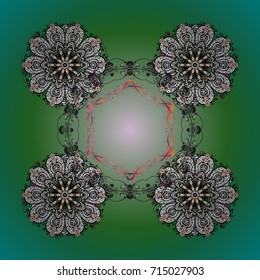 Vector illustration. Isolated cute snowflakes on colorful background. Nice snowflake icon. Simple illustration of nice snowflake icon for web.