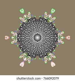 Vector illustration. Isolated cute snowflakes on colorful background. Beige, gray and neutral snowflakes on a beige, gray and neutral colors. Snowflake vector pattern.