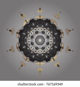 Vector illustration. Isolated cute snowflakes on colorful background. Gray, brown and white snowflakes on a gray, brown and white colors. Snowflake vector pattern.
