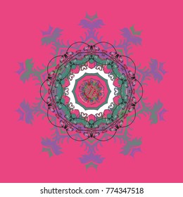 Vector illustration. Isolated cute snowflakes on colorful background. Nice snowflake icon. Simple illustration of nice snowflake icon for web.