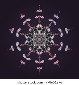 Vector illustration. Isolated cute snowflakes on colorful background. Nice snowflake icon. Simple illustration of nice snowflake icon for web.