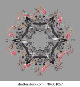 Vector illustration. Isolated cute snowflakes on colorful background. Gray, neutral and beige snowflakes on a gray, neutral and beige colors. Snowflake vector pattern.