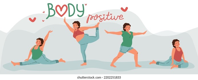 Diseño aislado de ilustración vectorial. Figura de sobrepeso corporal positivo.