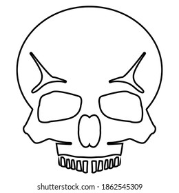 Vector illustration of isolated doodle skulls, on a white background. Simple flat style.