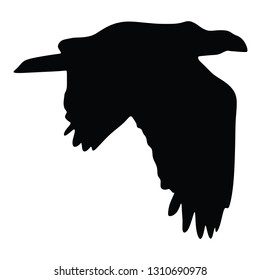 Vector illustration of an isolated eagle silhouette. Black and white. - Vector