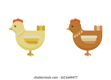 
vector illustration, isolated easter chicken, birds, easter holiday